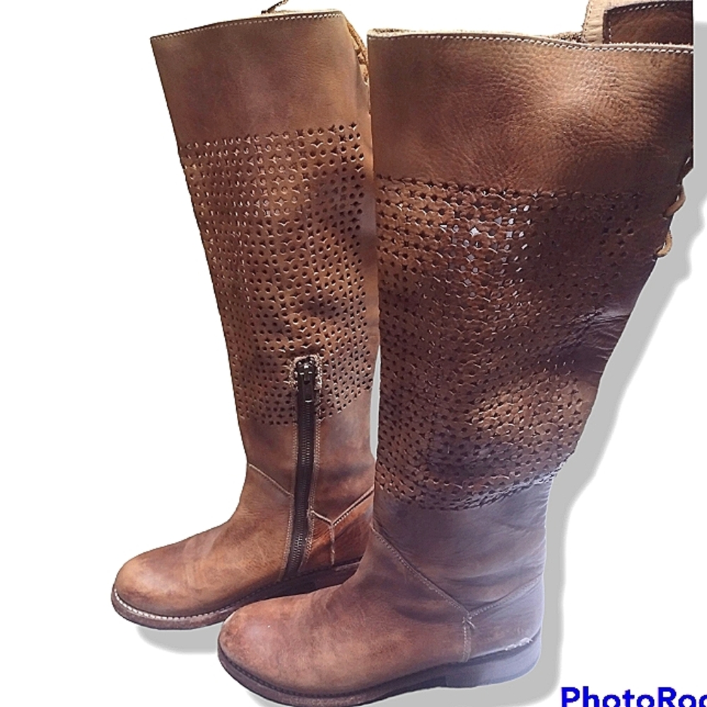 Bed Stu Women's Cambridge Knee High Genuine Tan Leather Boots Size 7.5